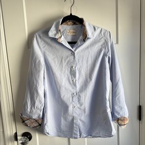 Barbour Women’s Blue 100% Cotton Shirt w/ Tartan Trim